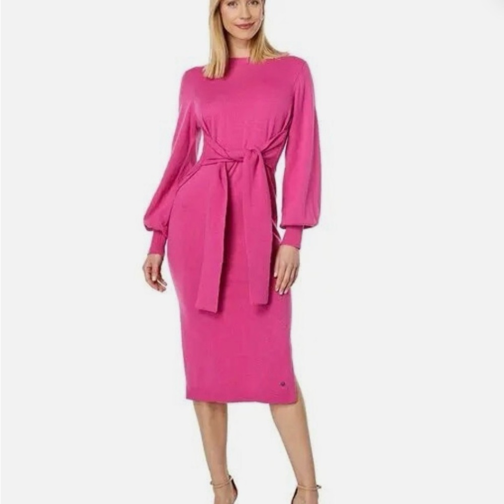Ted Baker wool cashmere sweater Elegant Pink Midi Dress NWT
